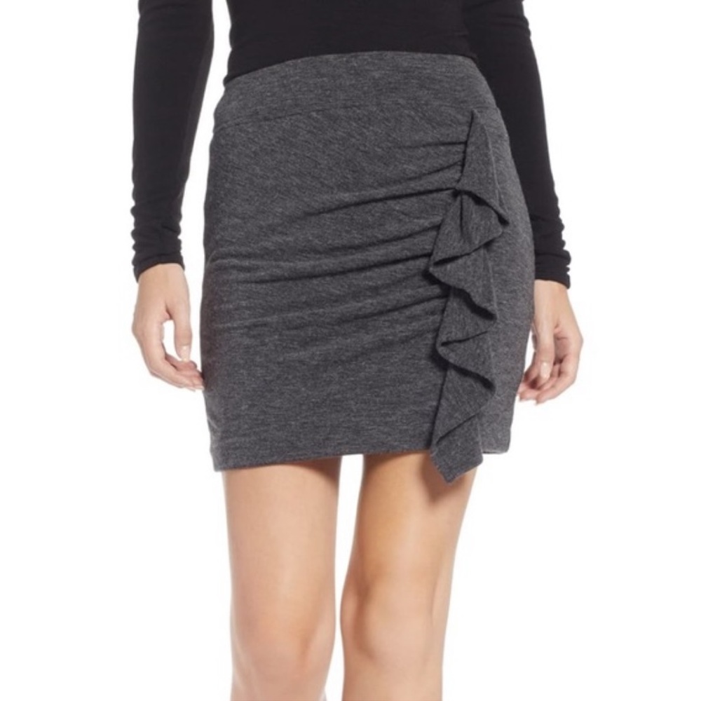 Something Navy Gray Ruffle Mini Skirt